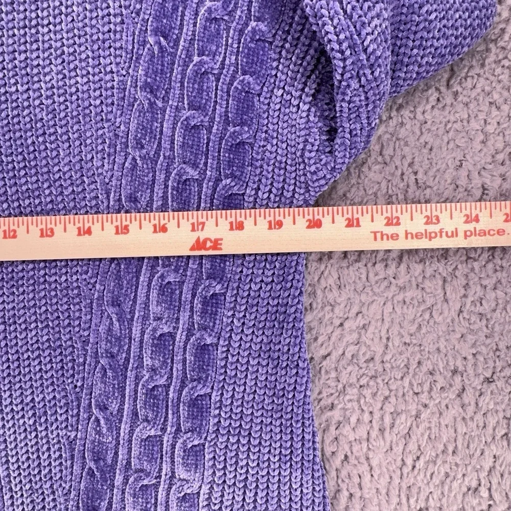 Palette Chenille Cable Knit Sweater Women's M Purple Cozy Soft Textured Pullover
